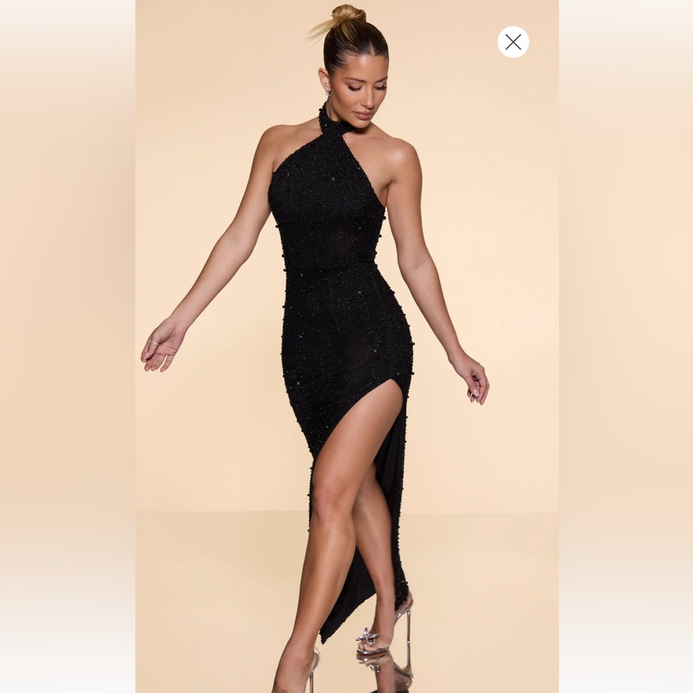 Black maxi dress with slit